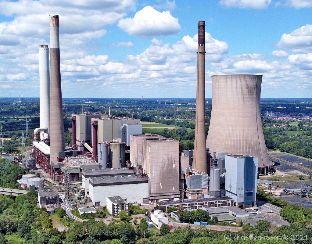 Luftbild des Steinkohlekraftwerks STEAG in Voerde im Juni 2020
