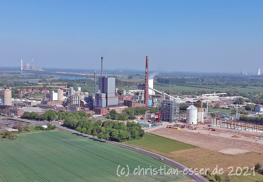 Luftbild des Solvay Werkes Rheinberg im April 2020