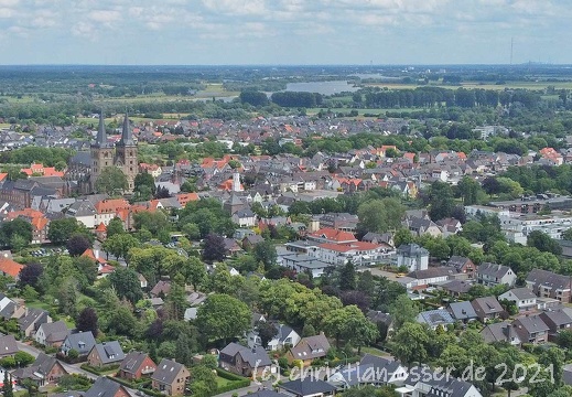 Stadtzentrum Xanten als Luftbild im Juni 2021