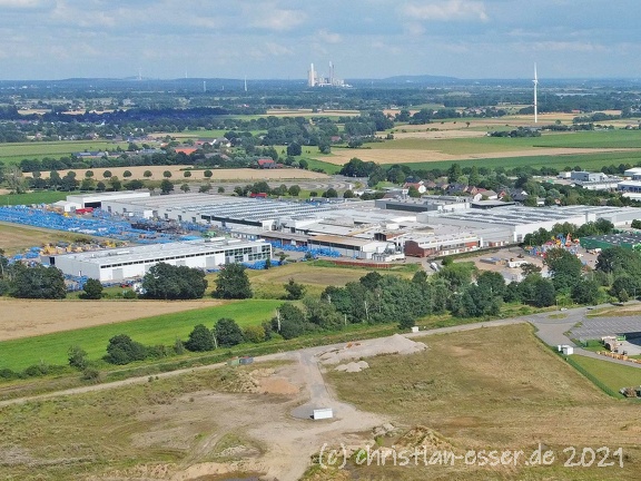 Luftbild der Firma Lemken in Alpen, aus 100 Metern Höhe im Juli 2021