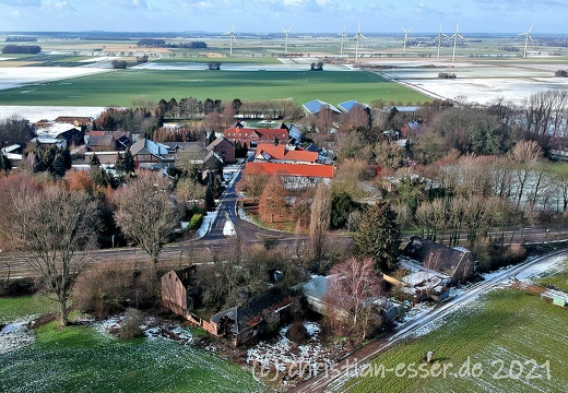 Dorf Lützerath im Februrar 2019 als Luftbild